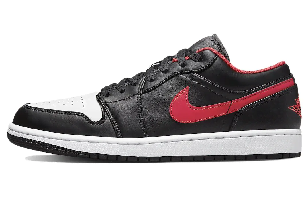 Jordan Air Jordan 1 low "white toe" Little Black Red Toe Low Gang Retro Basketball Shoes Men's Black and White Red-0